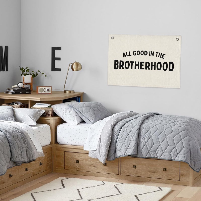 PLKMN Boy Nursery Decor, Playroom Wall Decor, Brotherhood Canvas Banner Wall Hanging Flag for Nursery Classroom Playroom Kids Room, Playroom Essentials - Image 2